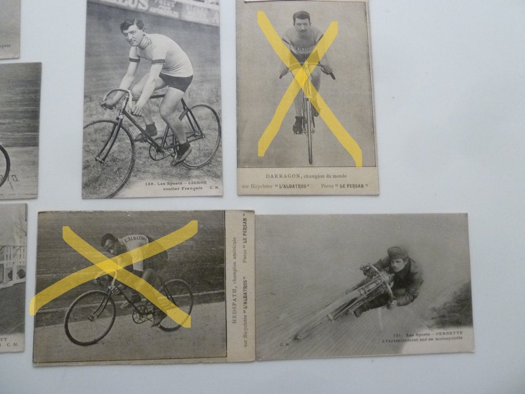 antieke fiets wielrenner postkaarten oldtimer koers retro, Verzamelen, Ophalen of Verzenden, Voor 1940, Gebruikt, Overige onderwerpen