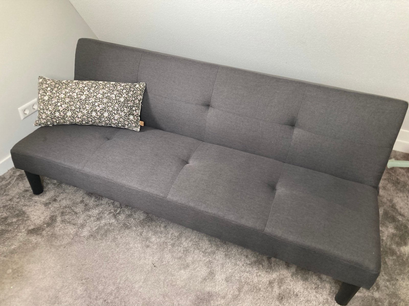 Grijze slaapbank zgan, Ophalen, 90 cm, Eenpersoons, 190 cm of minder