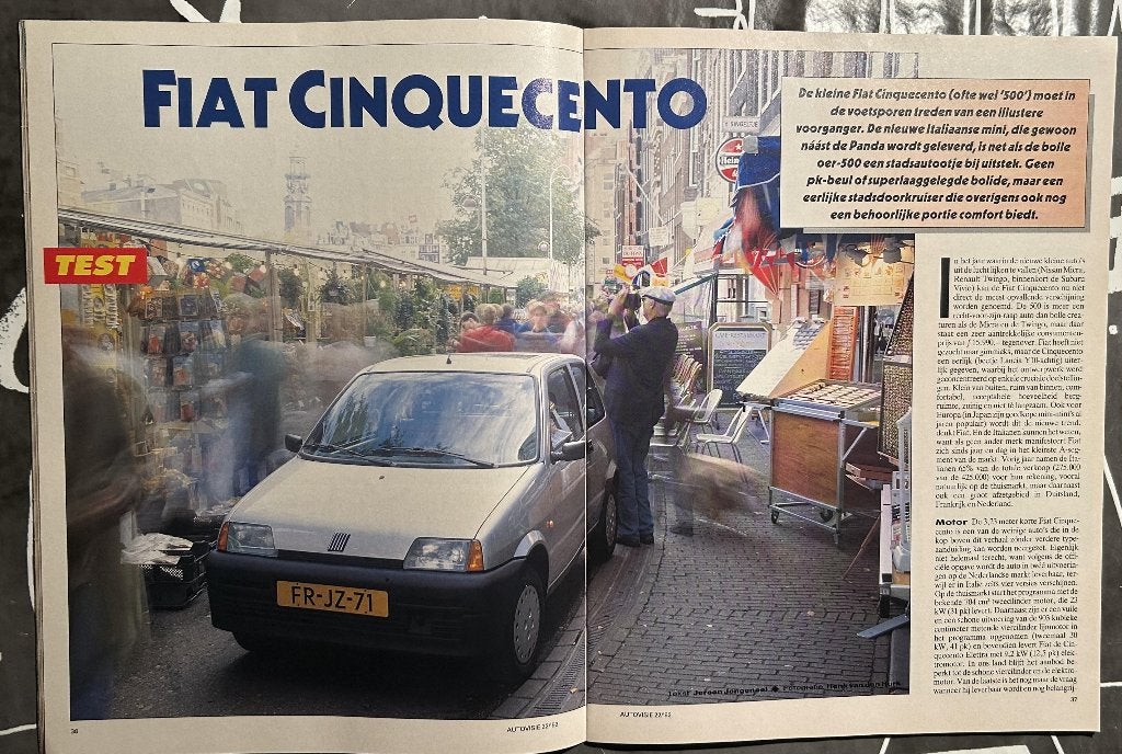 Fiat Cinquecento ( Typo 170 ) test in Autovisie 1992, Gelezen, Ophalen of Verzenden, Overige merken, Autovisie