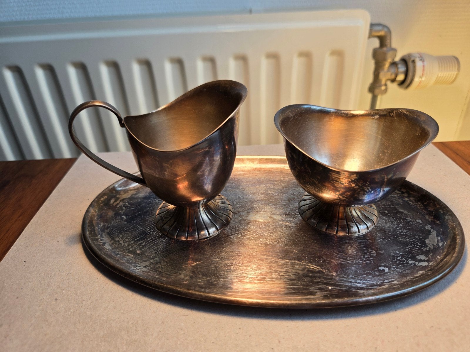 Douwe Egberts  Zilverplated Suiker/Melkstel met Dienblad, Antiek en Kunst, Ophalen of Verzenden, Zilver