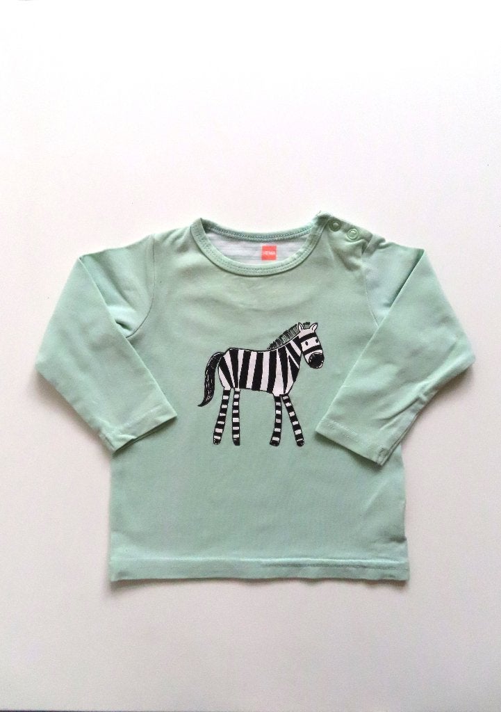 Longsleeve Mintgroen Zebra Hema mt 62 (L80), Kinderen en Baby's, Babykleding | Maat 62, Ophalen of Verzenden, Zo goed als nieuw