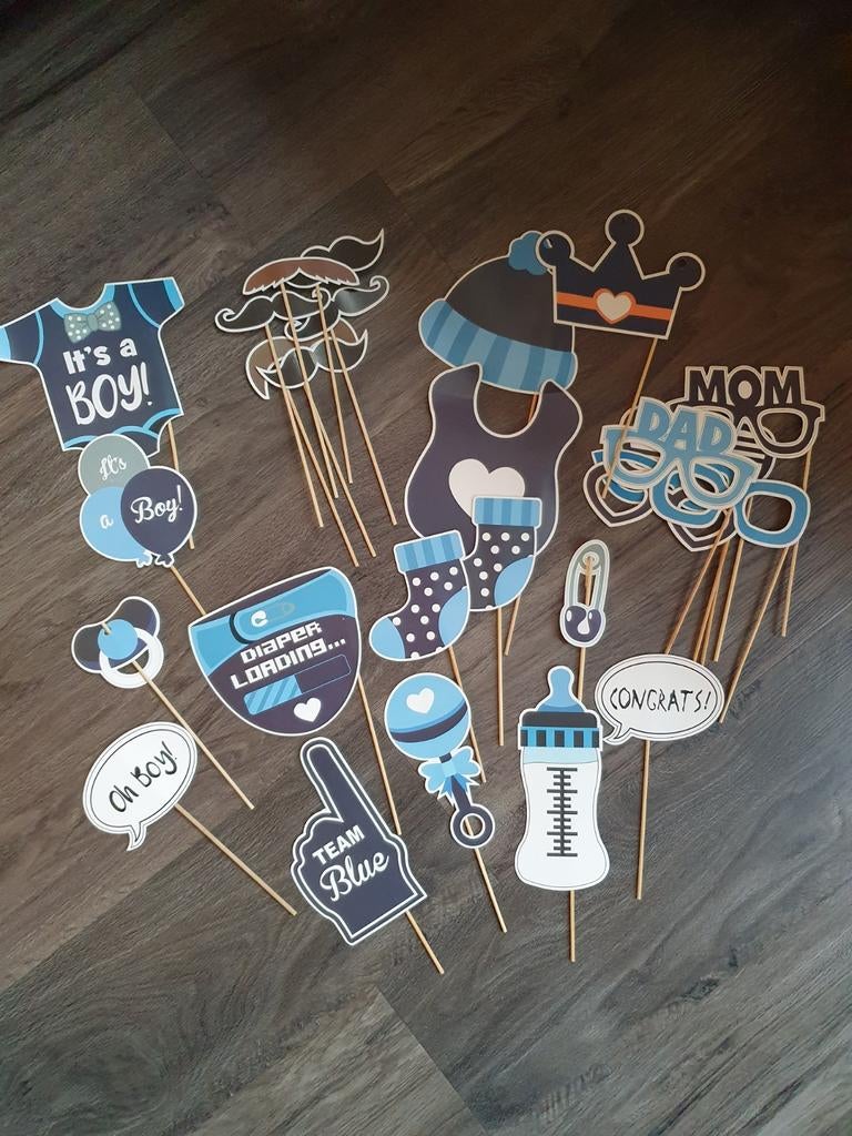 Babyshower/geboorte jongetje, foto props en tafelversiering, Ophalen, Versiering, Geboorte of Huwelijk