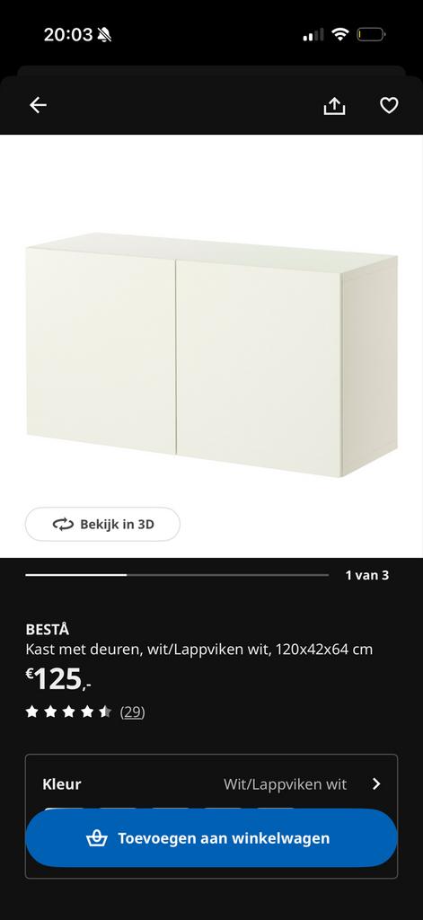 BESTÅ kast met deuren, wit/Lappviken wit, Ophalen, Zo goed als nieuw