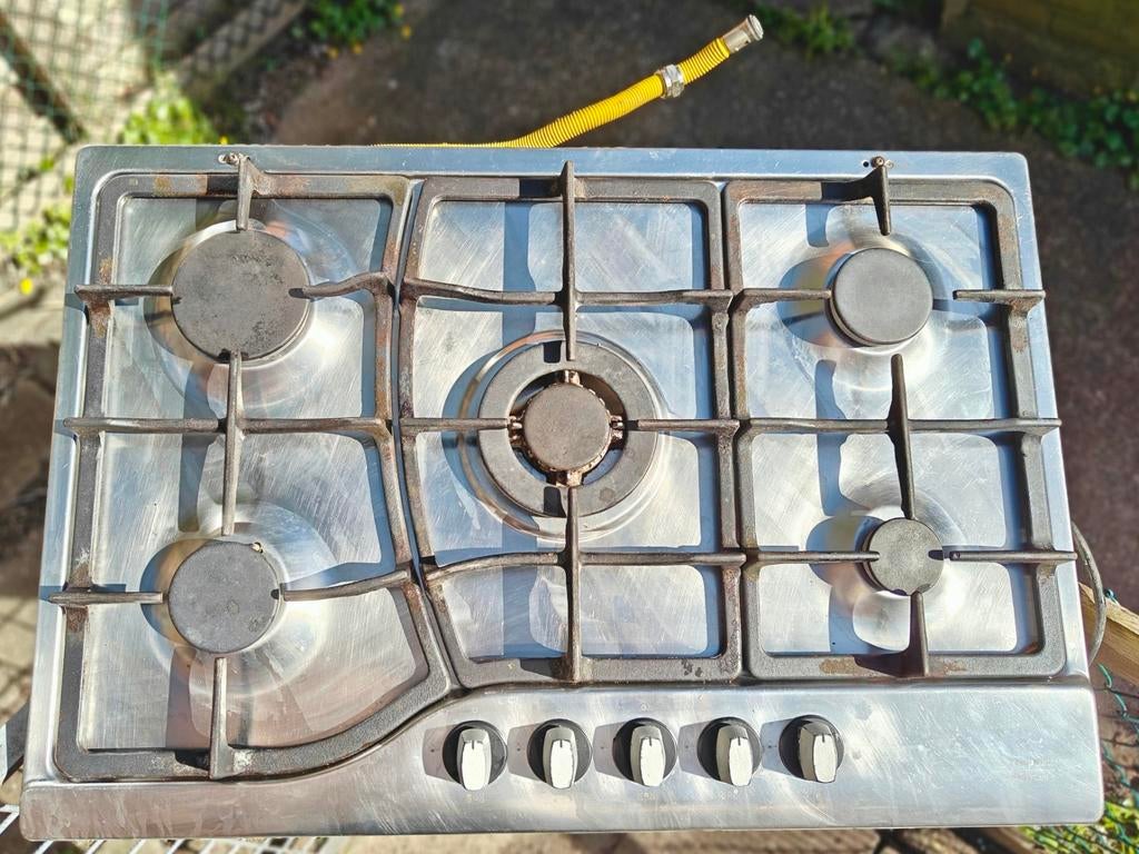 Hotpoint Ariston Inbouw Gaskookplaat 5-Pits RVS, Ophalen, Gebruikt, Inbouw, Gas
