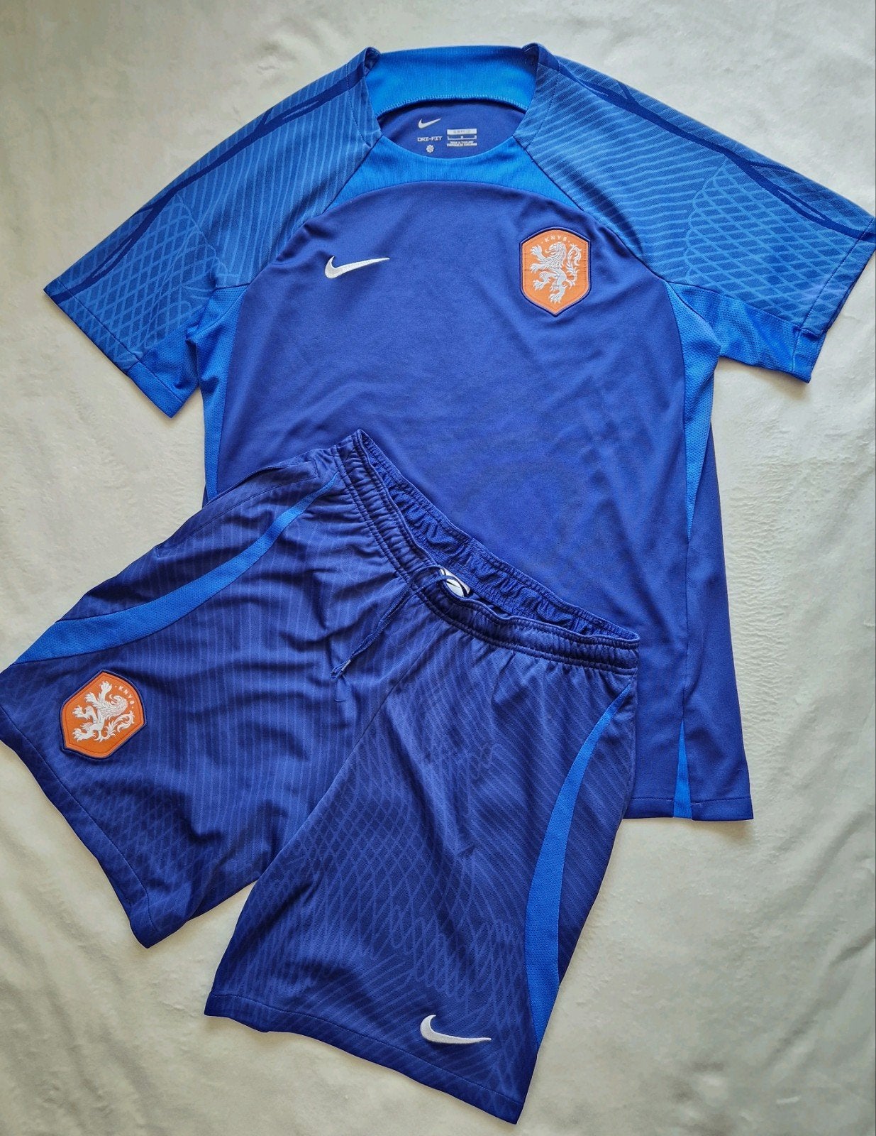 Nederlands elftal trainingstenue shirt broekje 2024 L, Maat 52/54 (L), Blauw, Nike, Ophalen of Verzenden