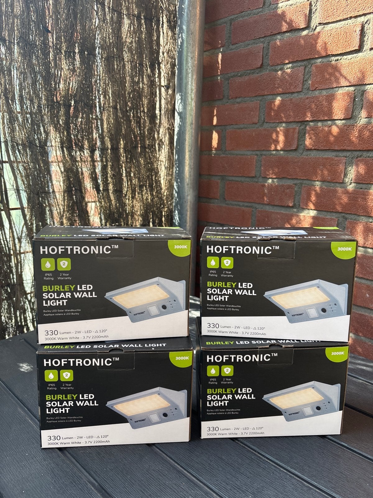 HofTronic Burley LED Solar Wandlamp - 4 stuks, Zonne-energie, Minder dan 50 watt, Wandlamp, Nieuw