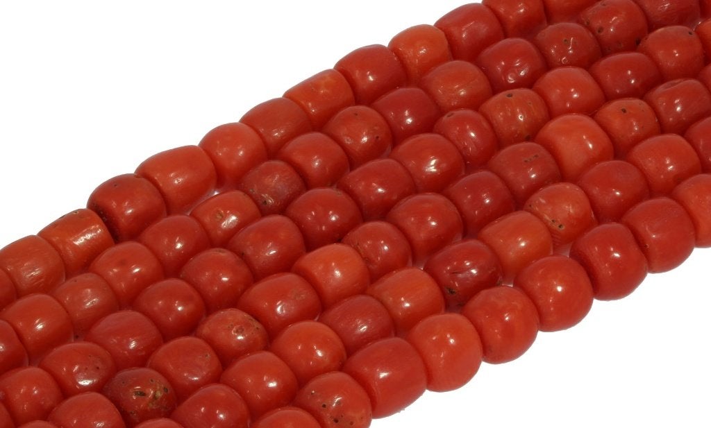 Dieprode bloedkoraal antieke ketting diamanten 14k slot goud, Sieraden, Tassen en Uiterlijk, Antieke sieraden, Verzenden, Goud