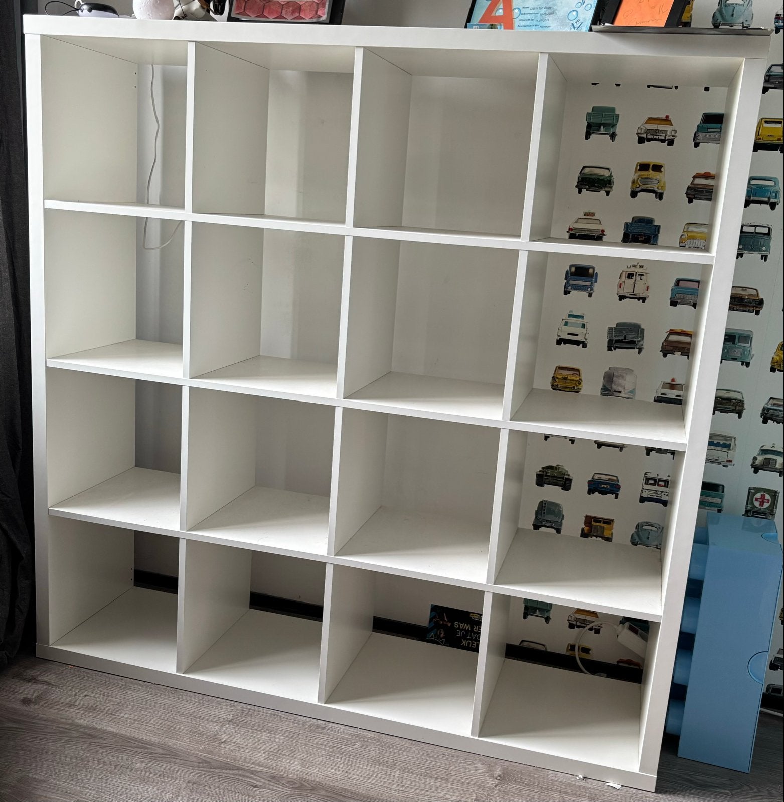 IKEA Kallax Kast 4x4 Vakken Wit, Ophalen, Met plank(en), Gebruikt, 100 tot 150 cm