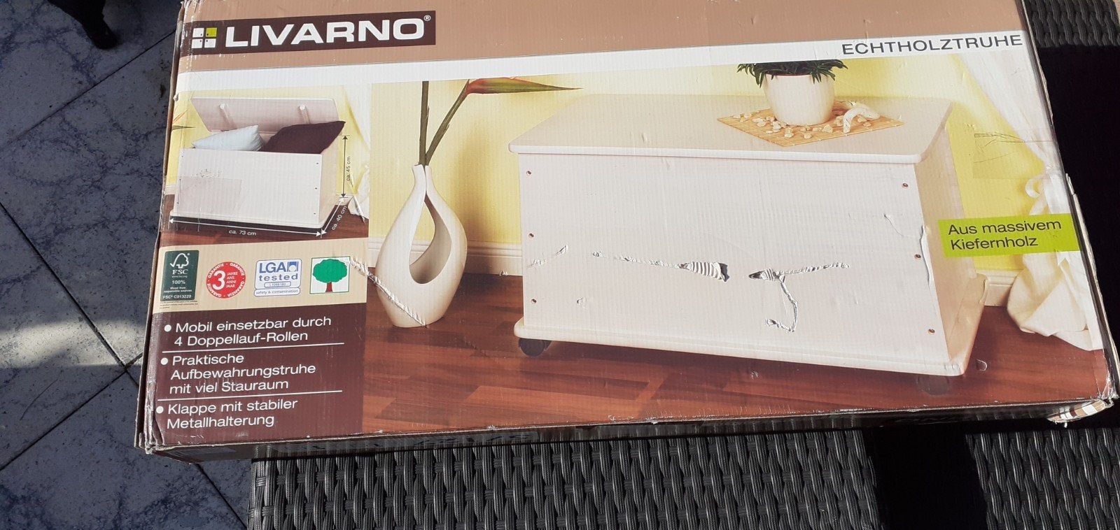 LIVARNO Echt Holzkiste / Opbergkist met wielen, Huis en Inrichting, Ophalen