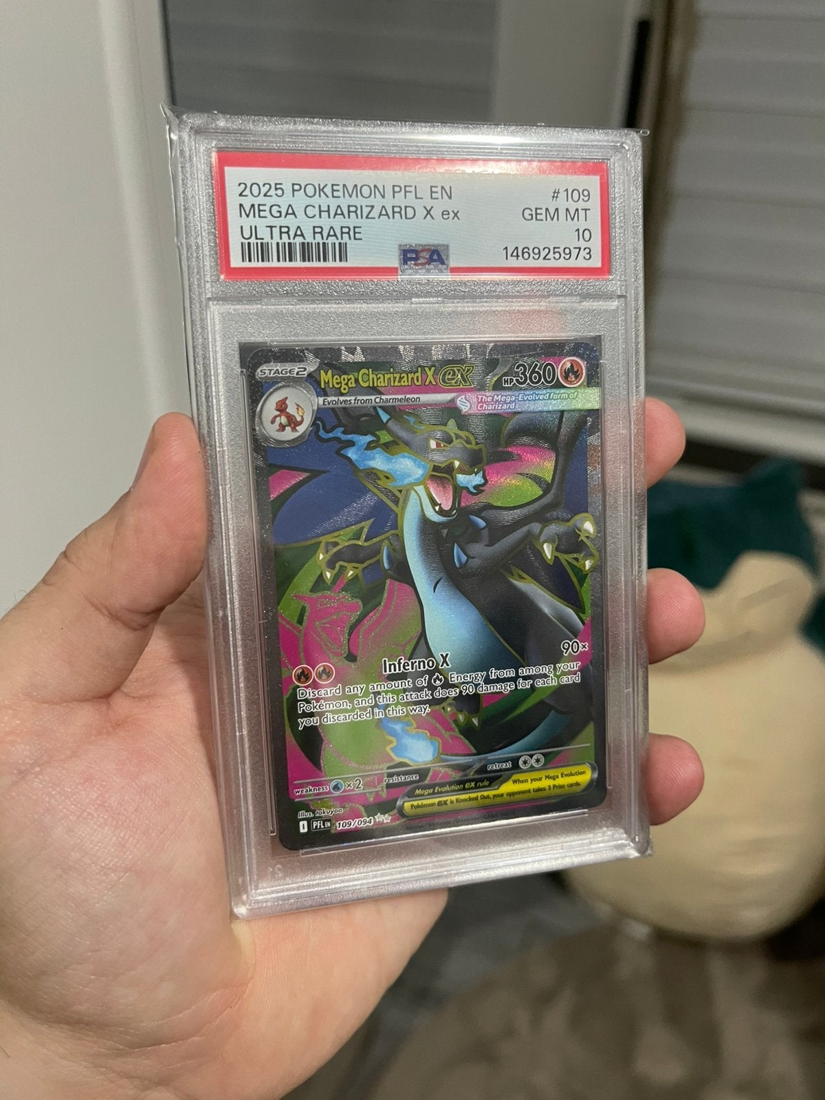 PSA 10 Mega Charizard EX #109 - Phantasmal Flames - Pokémon, Ophalen of Verzenden, Zo goed als nieuw