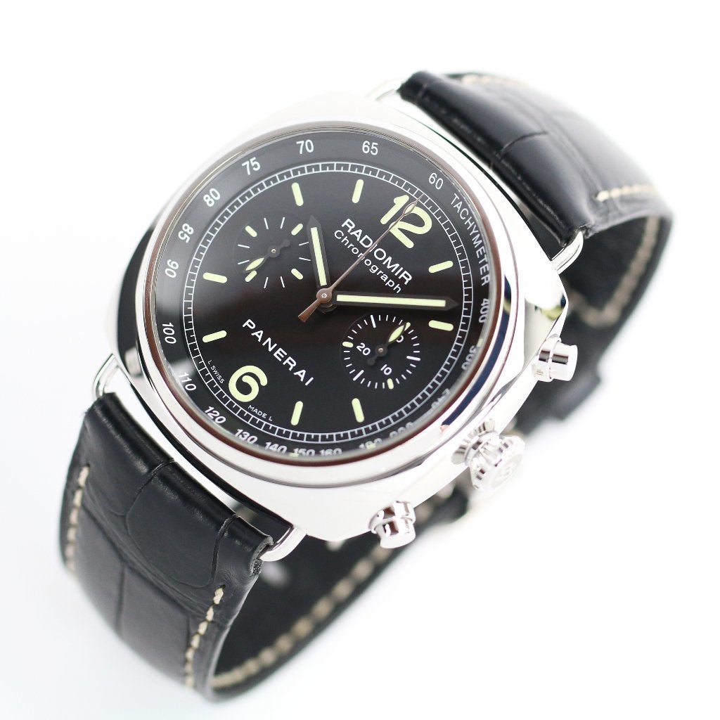 Panerai Radiomir Chronograph PAM288 45 (Zeer goed/ 2011), Overige merken, Leer, Staal, Polshorloge