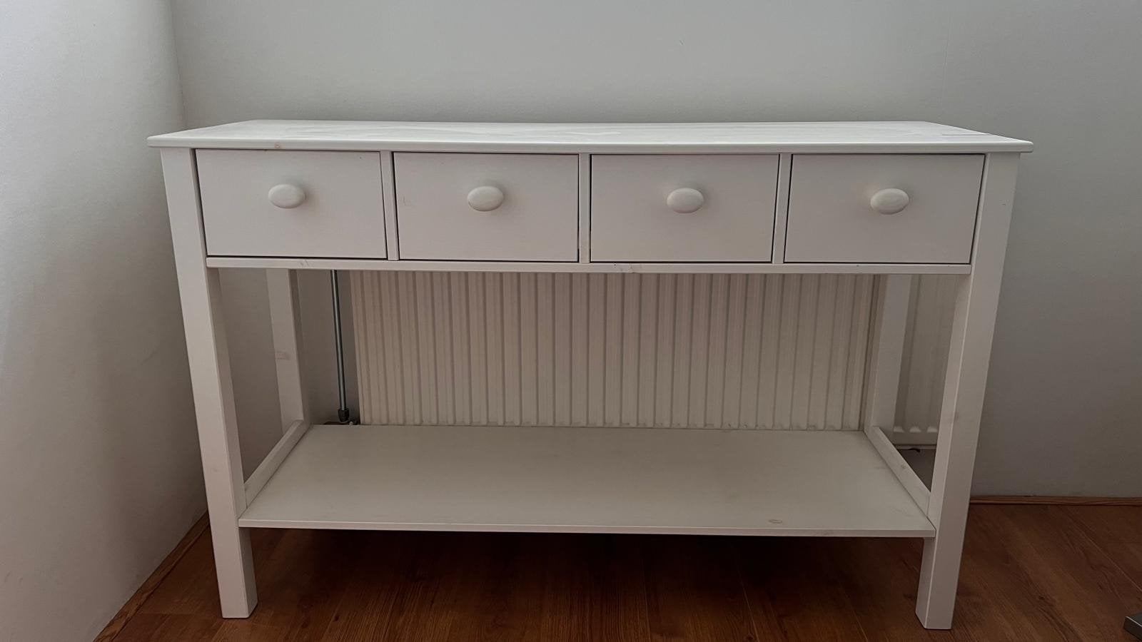 Witte console tafel met 4 lades, Ophalen, Gebruikt, 75 cm of meer, 60 cm of meer