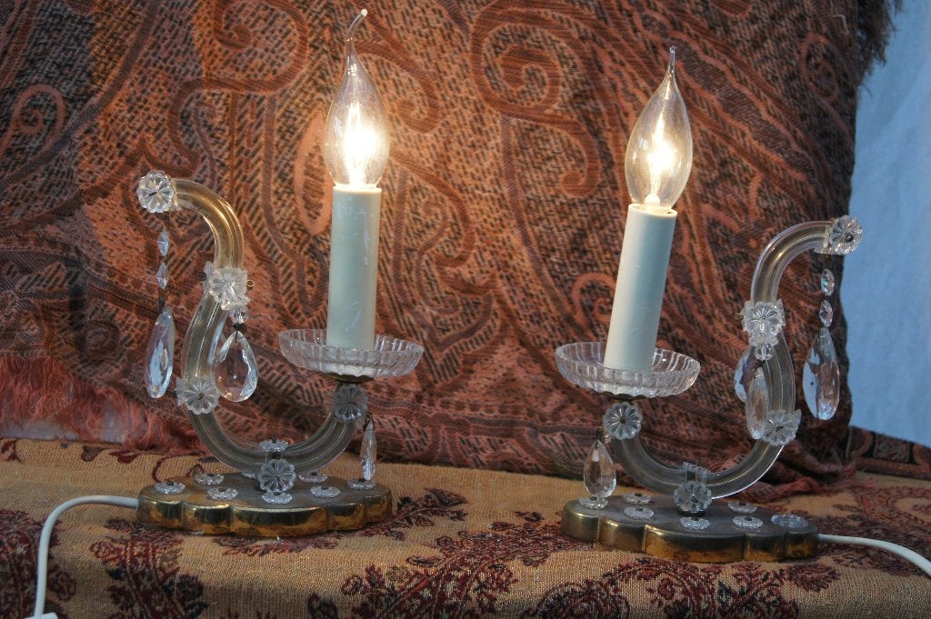 Set tafellampjes met kristal hangers, Antiek en Kunst, Antiek | Lampen, Ophalen of Verzenden