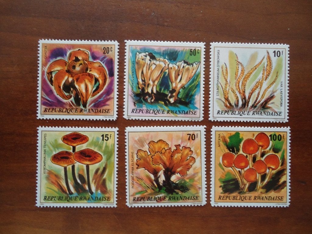Flora paddenstoelen Rwanda 1980, mi. 1051-58 ongebruikt, Ophalen of Verzenden, Postfris, Dier of Natuur