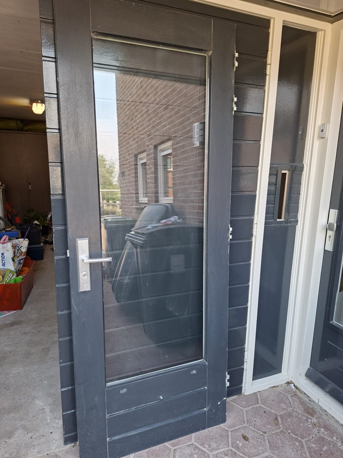 2x hardhouten buitendeuren met dubbel glas/driepuntssluiting, Ophalen, Gebruikt, 80 tot 100 cm, Buitendeur