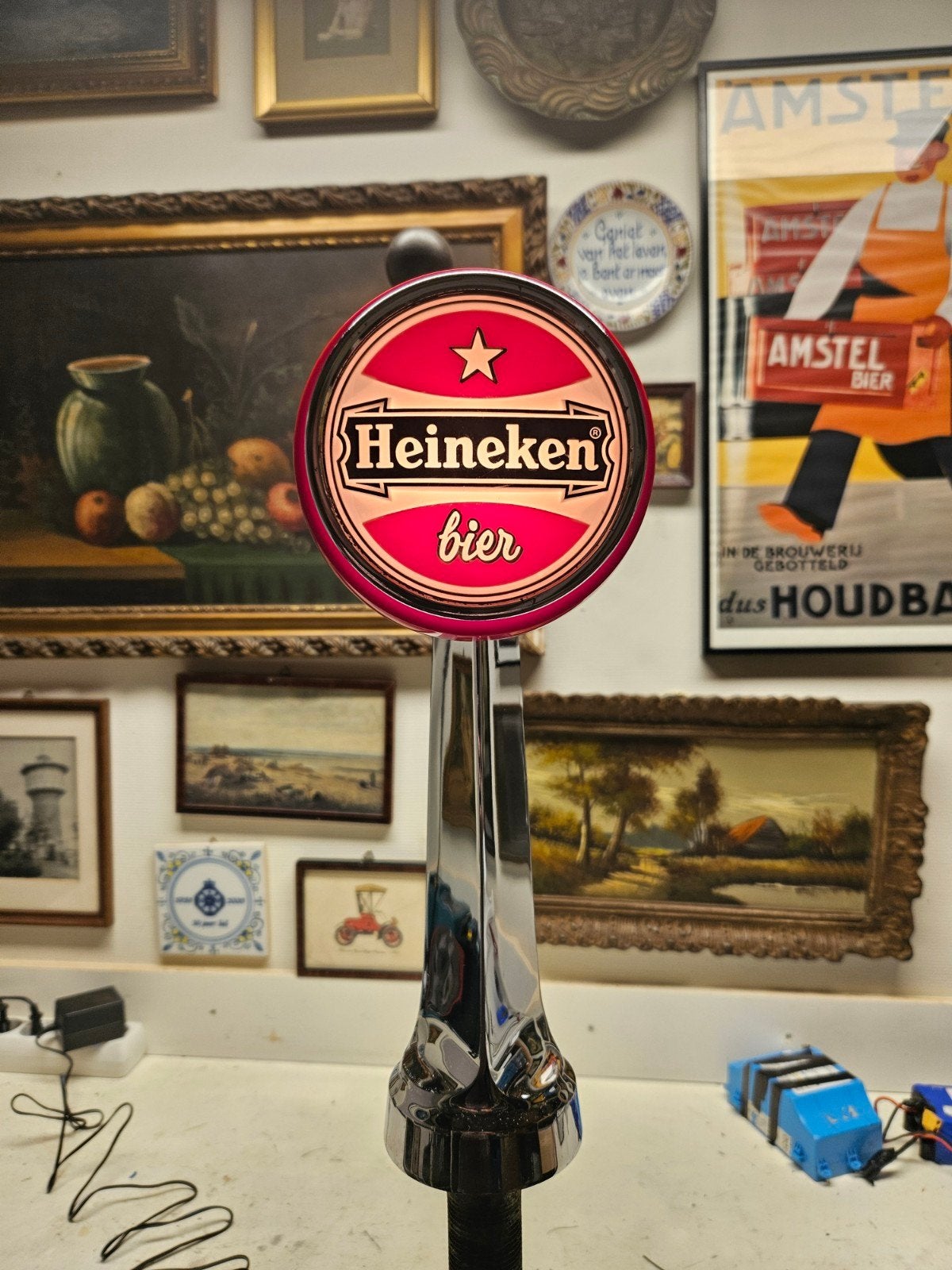 vintage Heineken biertap met oude rode logo, Ophalen of Verzenden, Gebruikt, Overige merken