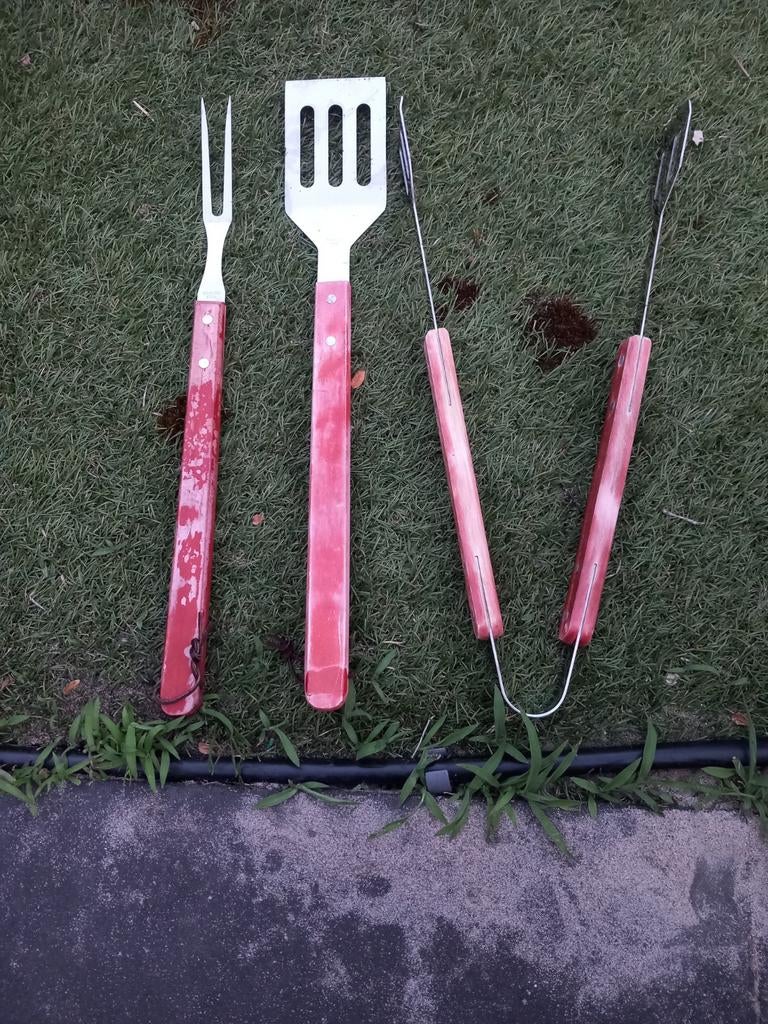 3 delige  bbq gereedschap  met schort, Ophalen of Verzenden, Gebruikt