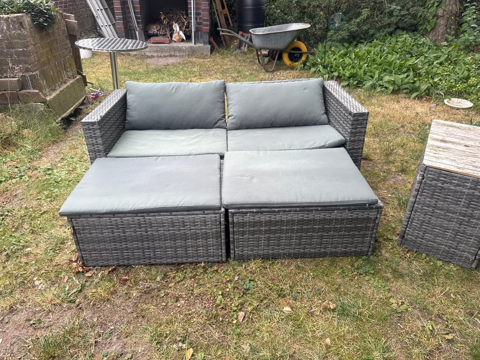 Loungeset met kussens moet weg!, Ophalen, 4 zitplaatsen, Gebruikt, Loungeset