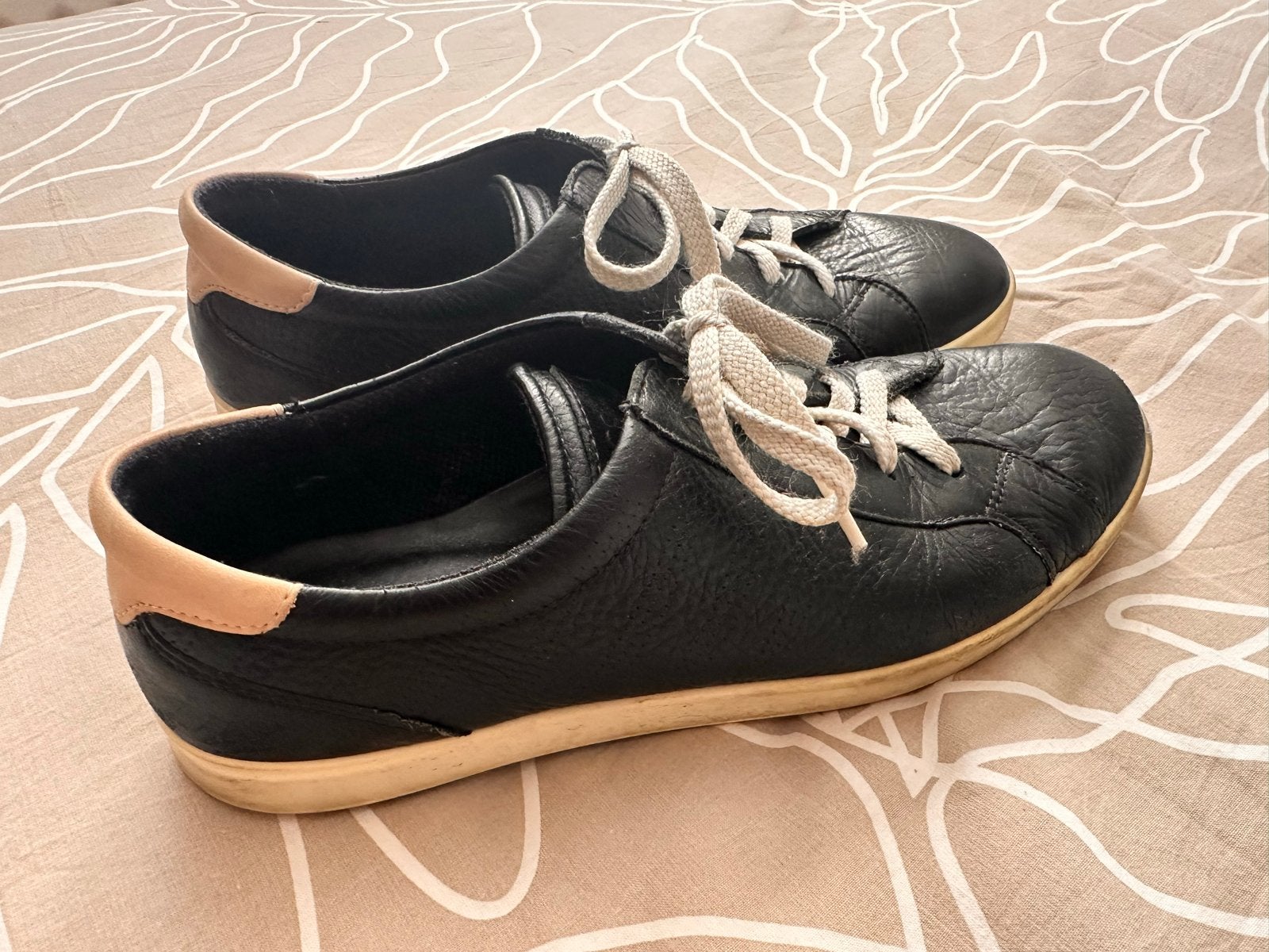ECCO Zwarte Leren Sneakers Maat 40, Zwart, Ophalen of Verzenden, Sneakers of Gympen, Gedragen