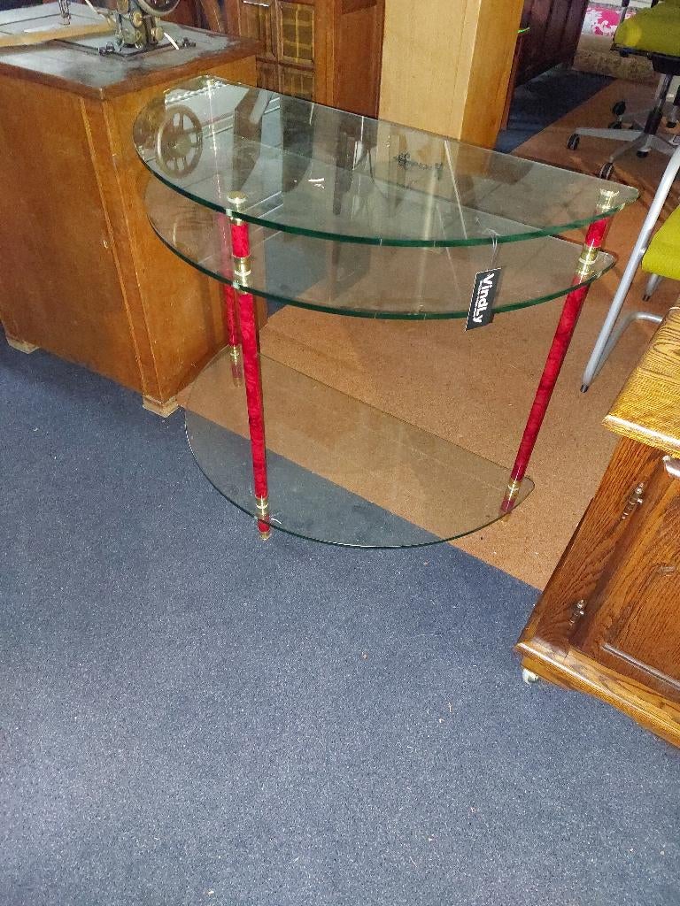 prachtige halfronde glazen sidetable ( 500172), Ophalen