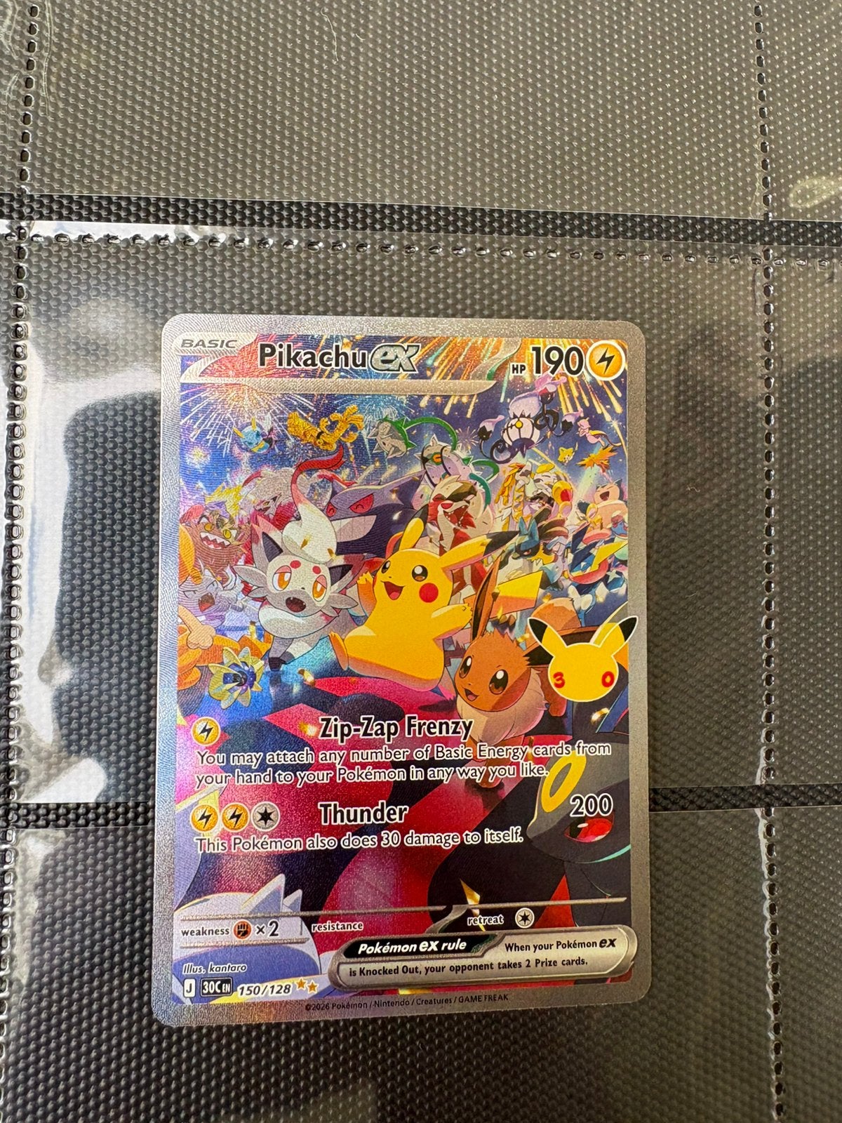 Pikachu ex | 150/128 | 30th celebrations, Ophalen of Verzenden, Nieuw