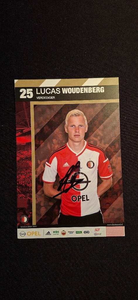Spelerskaart met handtekening; Lucas Woudenberg # Feyenoord, Verzamelen, Ophalen of Verzenden, Nieuw, Feyenoord, Spelerskaart