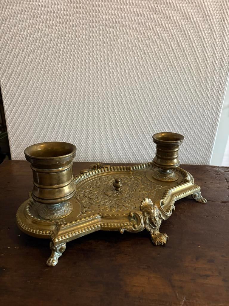 Antieke Rococo Inktpotstandaard - 37 cm breed, Ophalen of Verzenden