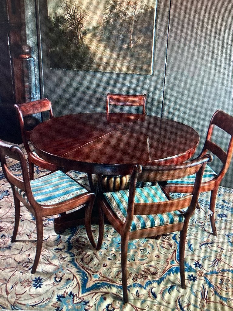 mahonie eethoek met 5 stoelen ca 1850, Antiek en Kunst, Ophalen of Verzenden