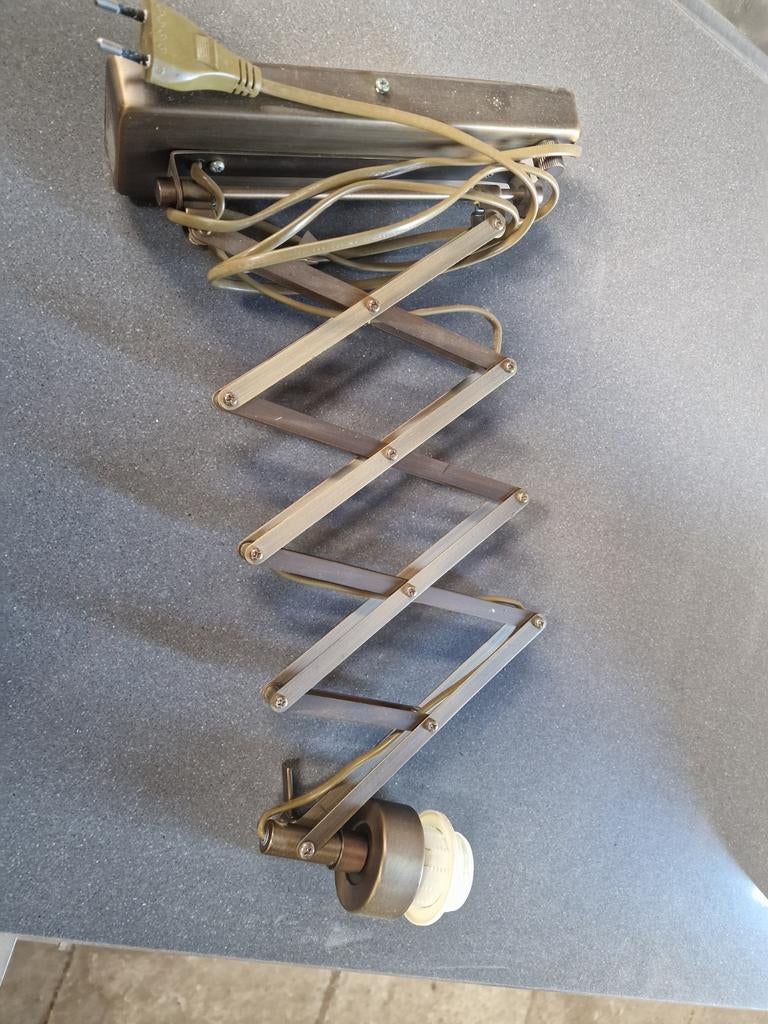Vintage harmonica schaar wandlamp, Huis en Inrichting, Lampen | Wandlampen, Ophalen, Zo goed als nieuw