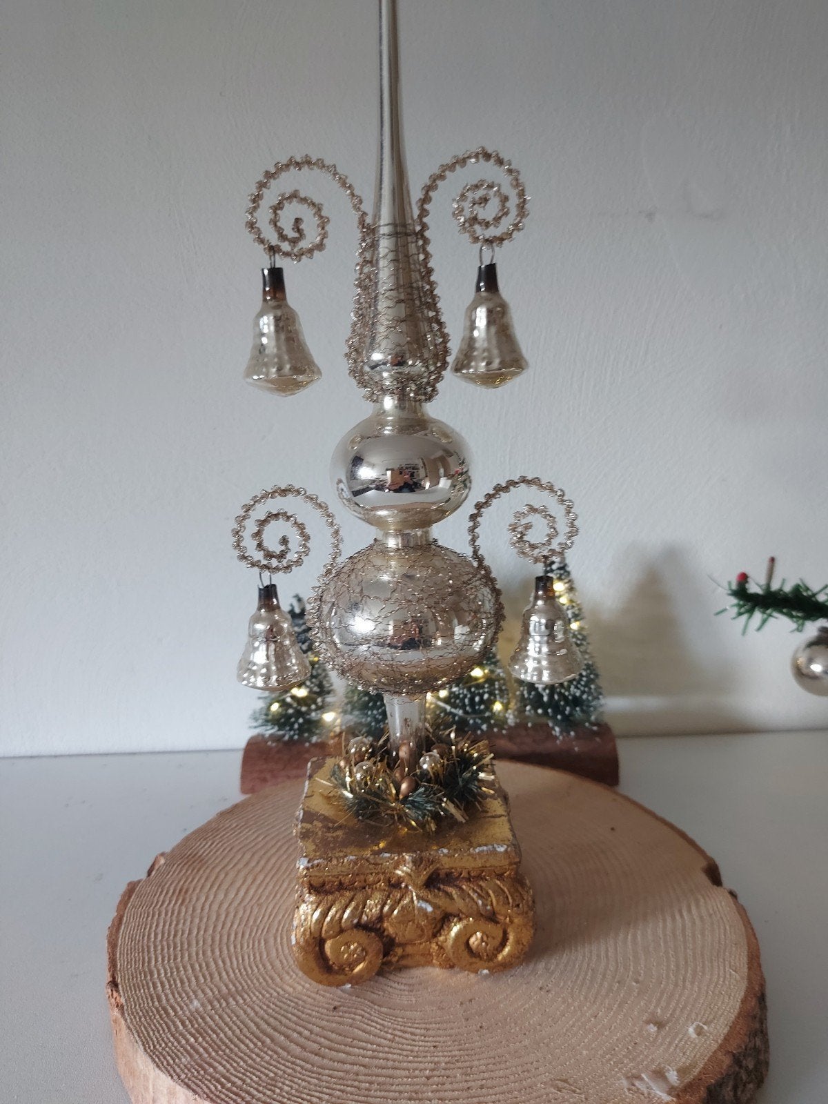 Gave oude kerstboompiek met 4 klokjes, Diversen, Kerst, Verzenden