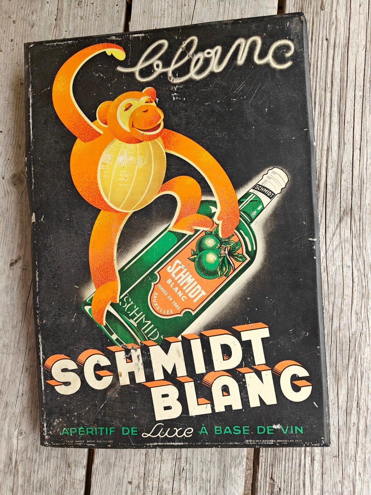 Reclamebord - Schmidt Blanc Aperitif, Ophalen of Verzenden, Reclamebord