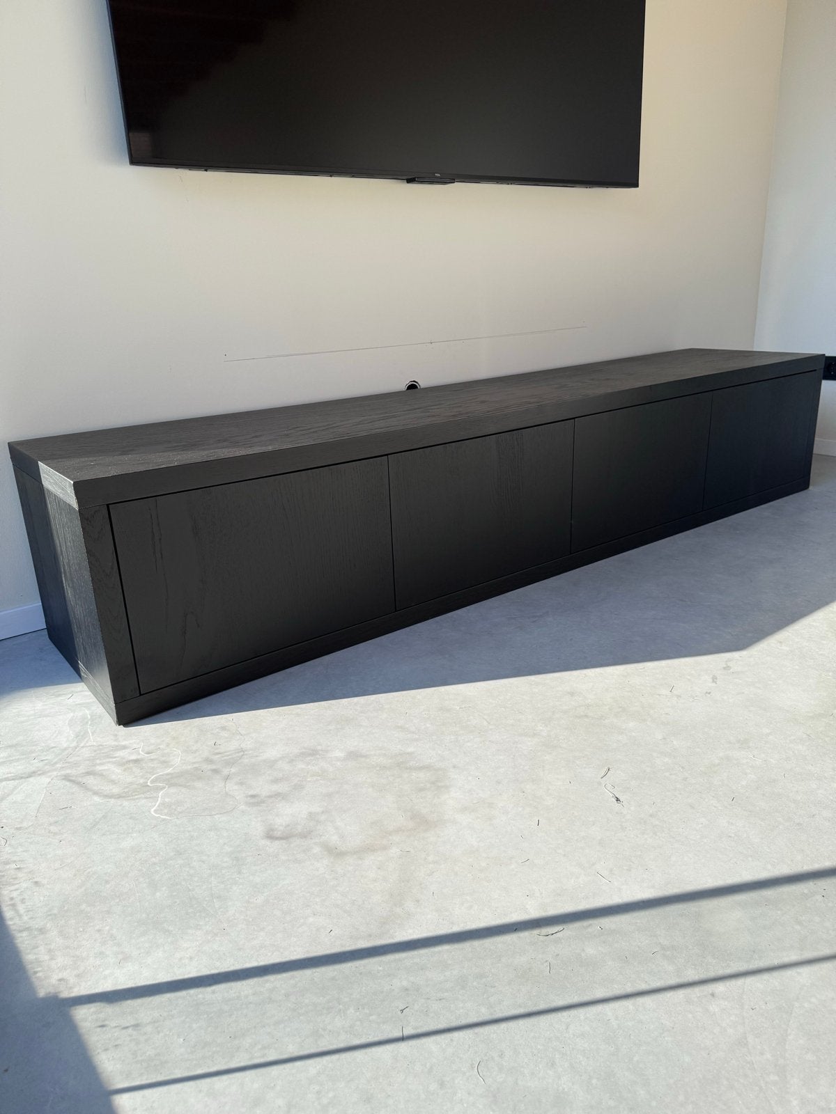 Goossens TV meubel Barcelona - zwart eiken fineer, Ophalen, Overige materialen, Zo goed als nieuw, 200 cm of meer