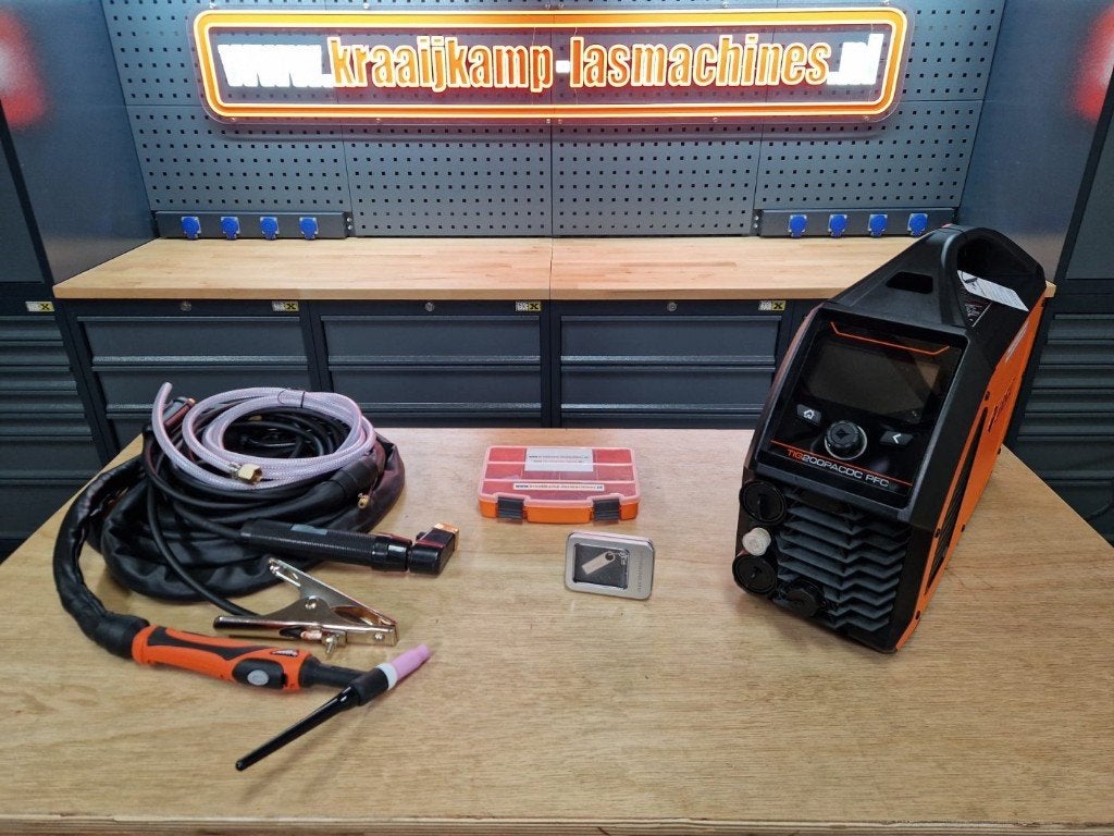 Jasic met LCD SCHERM EVO20 TIG200P AC/DC PFC PULSE 230v, Ophalen of Verzenden, Nieuw, 150 tot 250 ampère, Tig