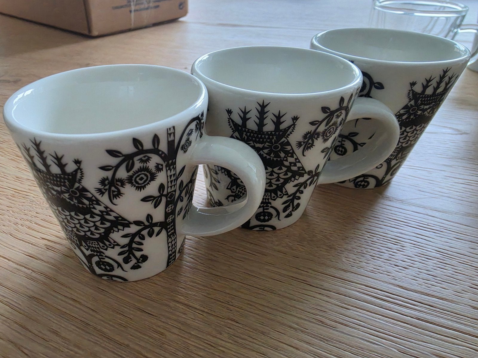 Set van 3 Iittala Tassen - Zwart/Wit Uil Design, Overige typen, IKEA, Ophalen of Verzenden, Zo goed als nieuw