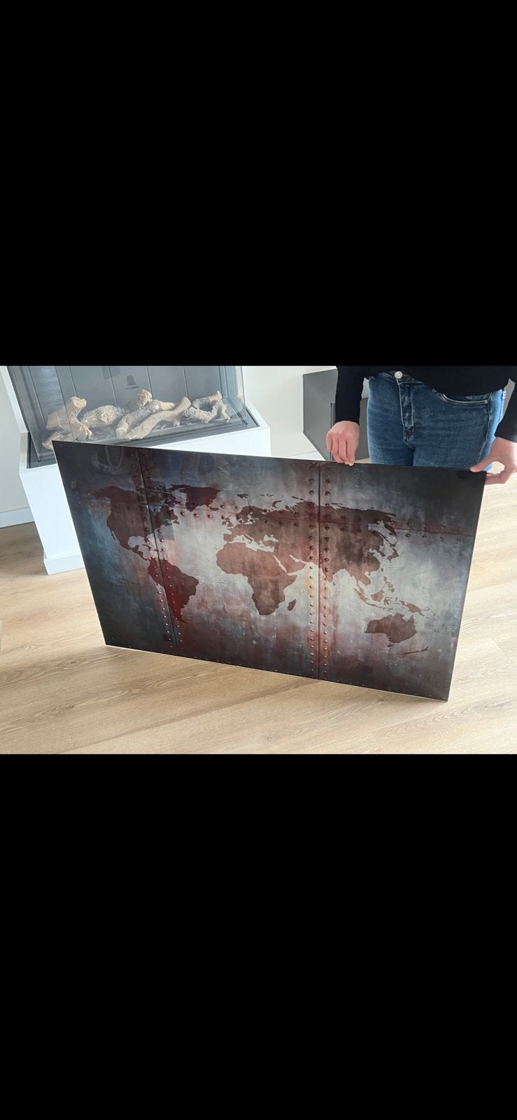 Glazen schilderij Wereldkaart, Ophalen, Zo goed als nieuw, 100 tot 125 cm, Schilderij