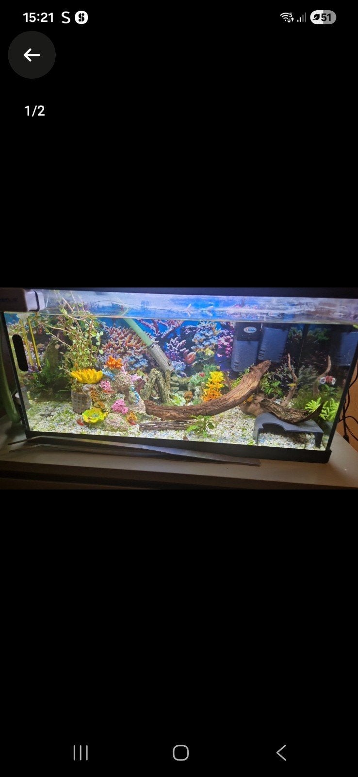 aquarium met toebehoren, Ophalen, Zo goed als nieuw, Gevuld zoetwateraquarium