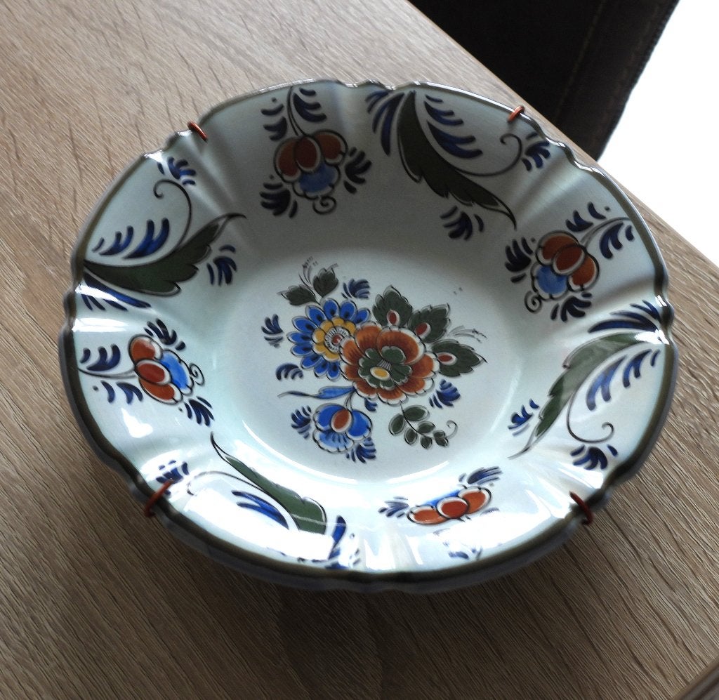 Antiek Delfts Polychroom Bord/Schaaltje   403, Ophalen of Verzenden