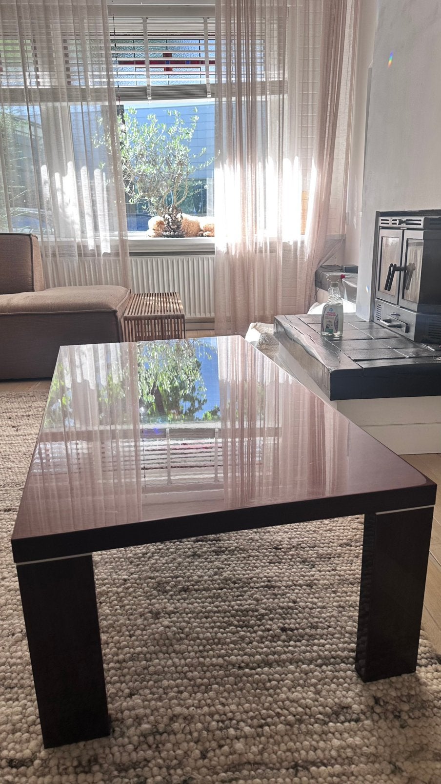 Luxe design salontafel – hoogglans donker hout – zeer zwaar, Ophalen, Overige materialen, 100 tot 150 cm, 50 tot 100 cm