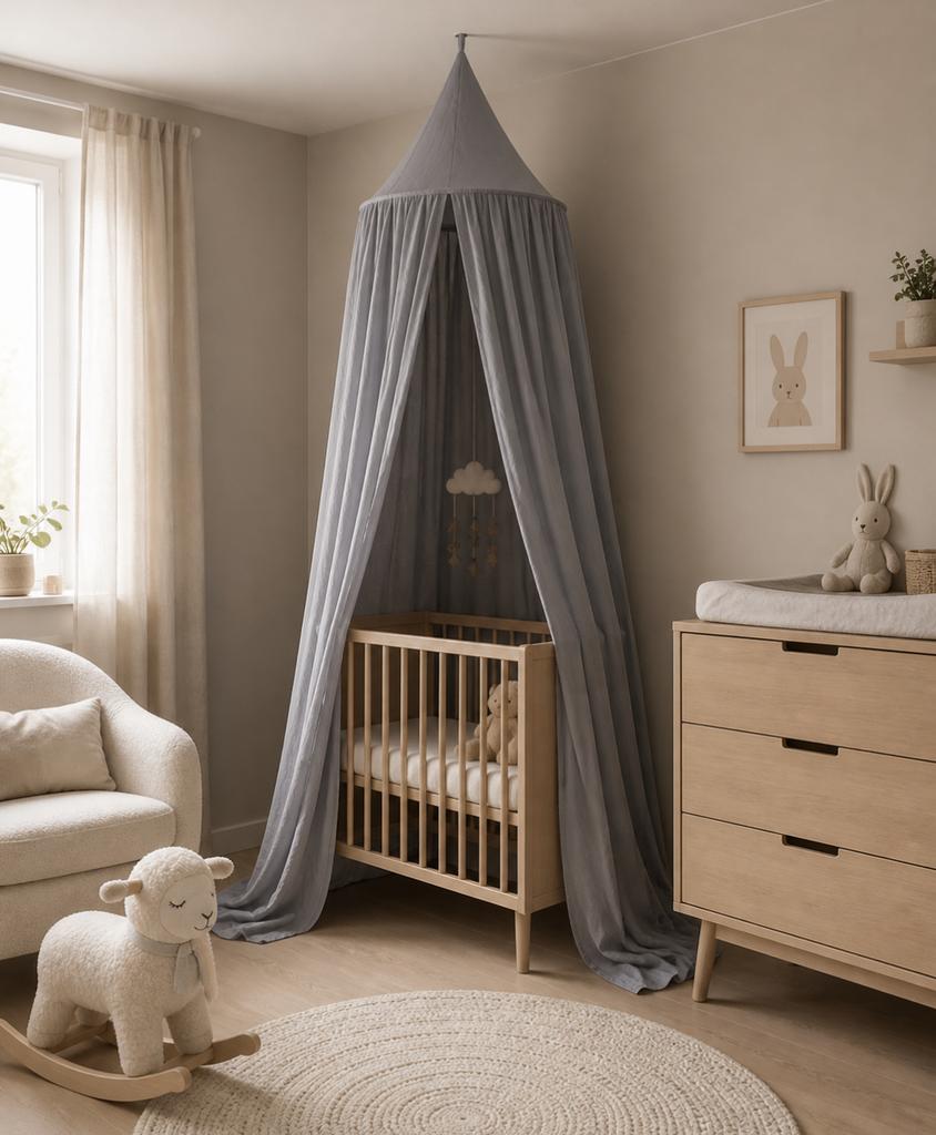 Meyco Baby Uni klamboe - grijs, Kinderen en Baby's, Kinderkamer | Bedden, Nieuw, Ophalen of Verzenden