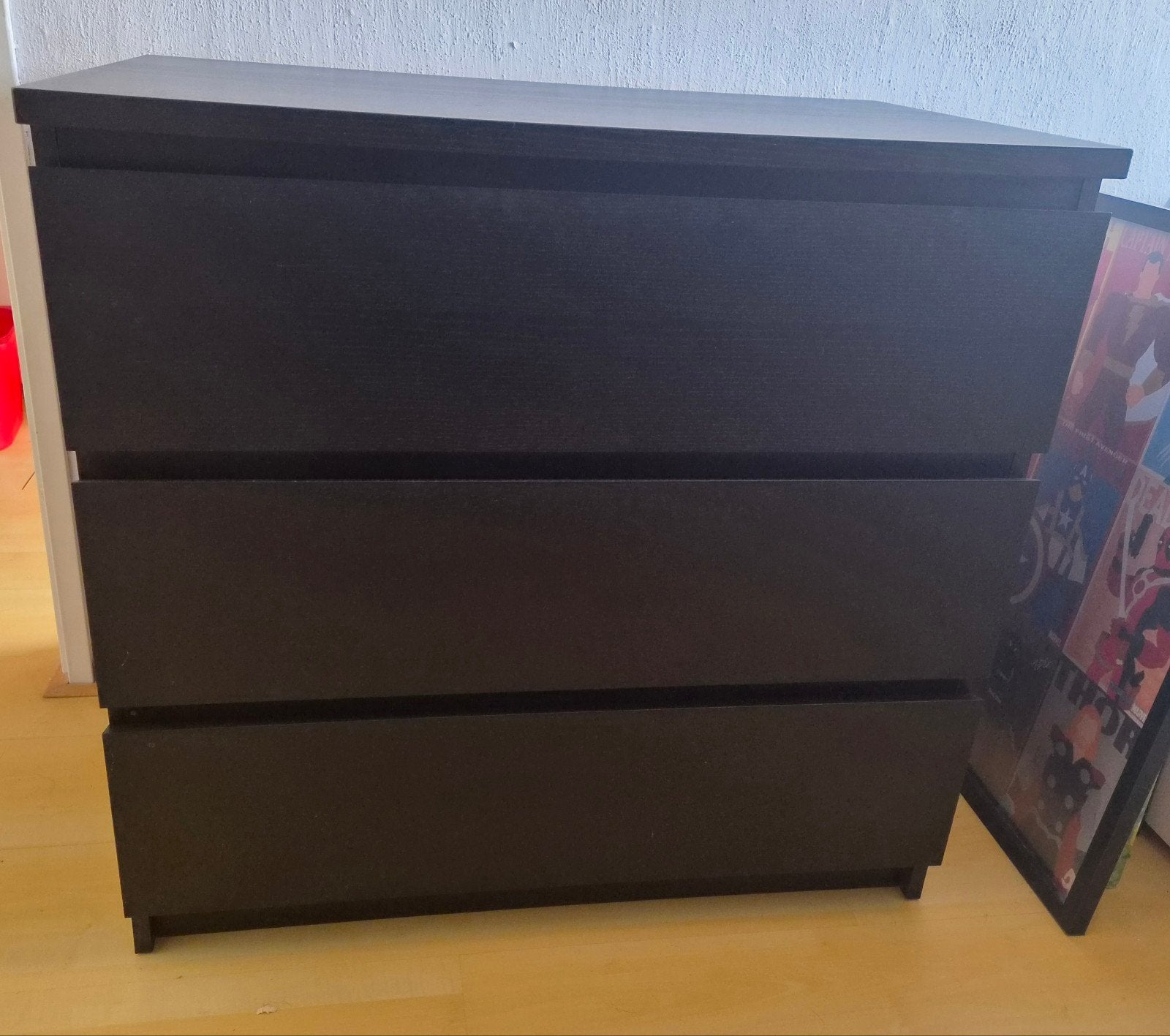 IKEA MALM Ladekast Zwartbruin 3 Lades 80x78 cm, Ophalen, 50 tot 100 cm, Zo goed als nieuw, 3 of 4 laden