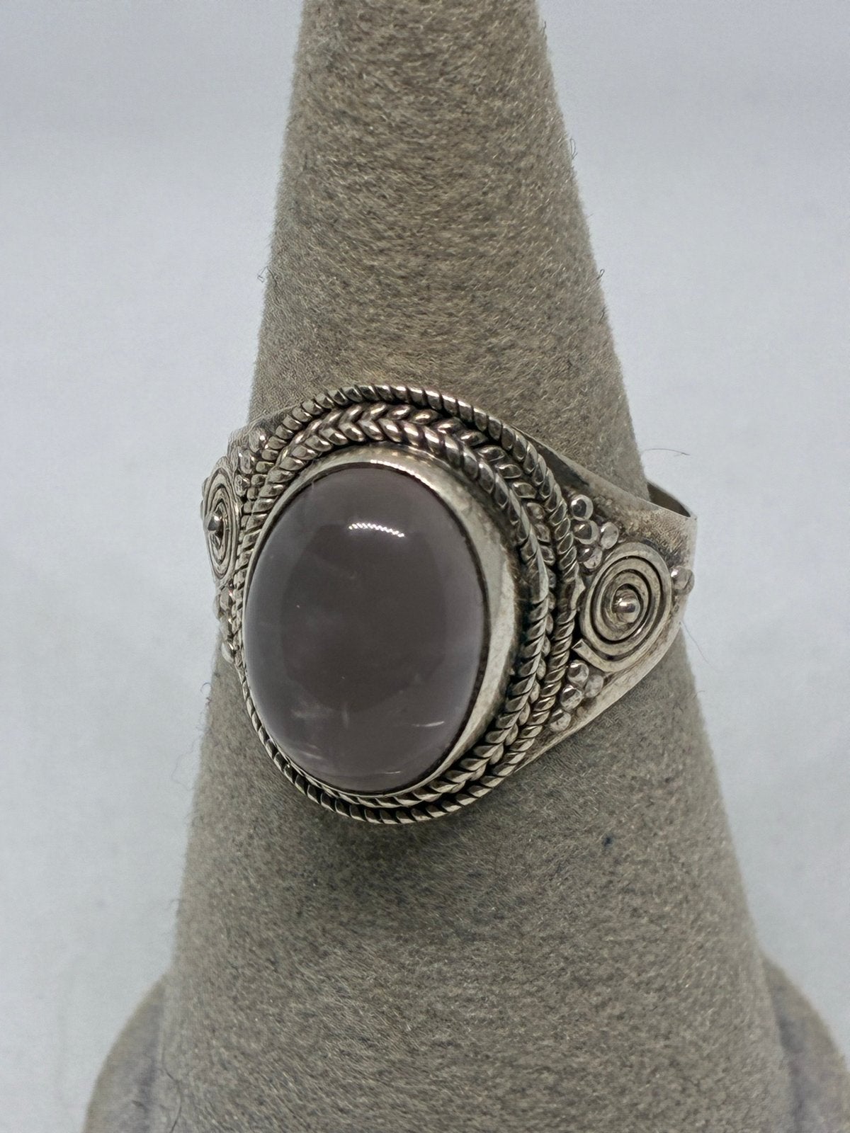 Zilveren 925 ring met roze Quartz, maat 20