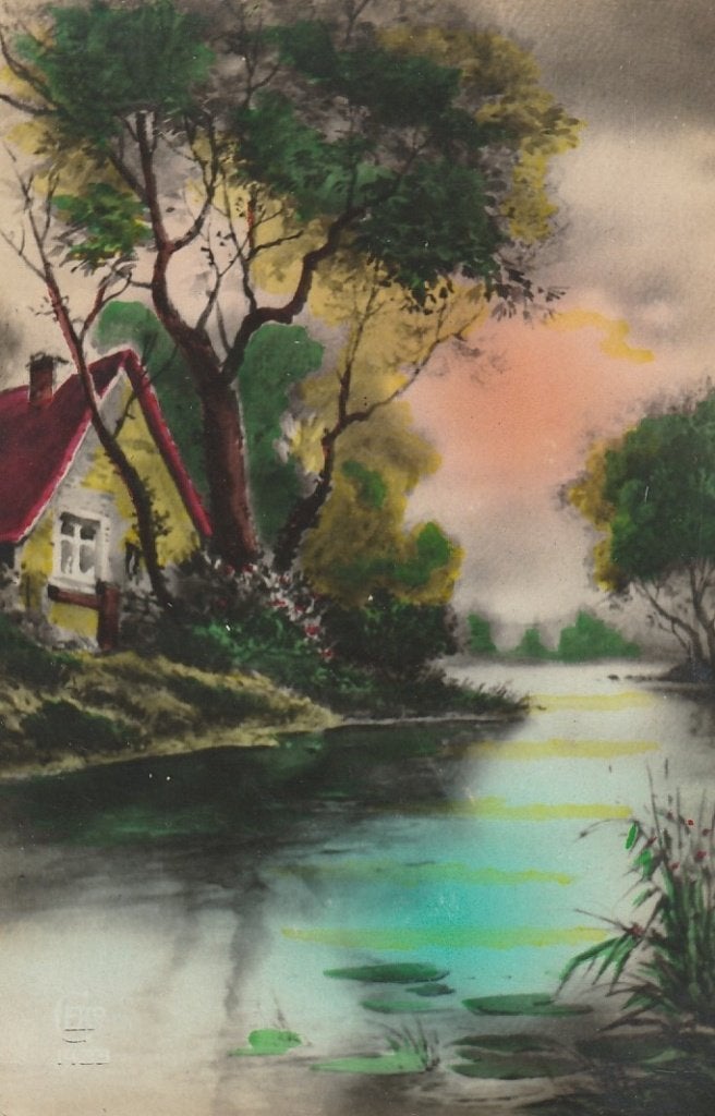 BOERDERIJ LANDSCHAP UIT 1928 ZEER MOOIE OUDE KAART KO759, Verzamelen, Ophalen of Verzenden, 1920 tot 1940, Gelopen