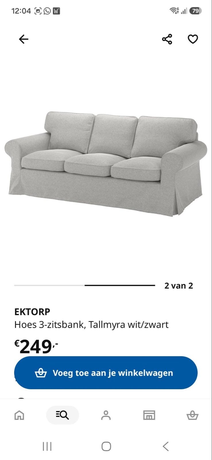 Ektorp bankhoes 3-zitsbank wit/zwart, Ophalen, 75 tot 100 cm, Stof, 200 tot 250 cm