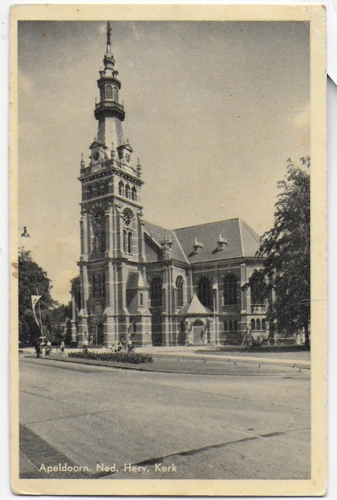 Apeldoorn Ned Herv kerk oude gelopen Ansichtkaart (B2182, Verzamelen, Ophalen of Verzenden, 1960 tot 1980, Gelopen, Gelderland