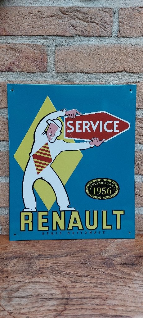 reclamebord Renault Service 1956, Ophalen of Verzenden, Nieuw, Auto's