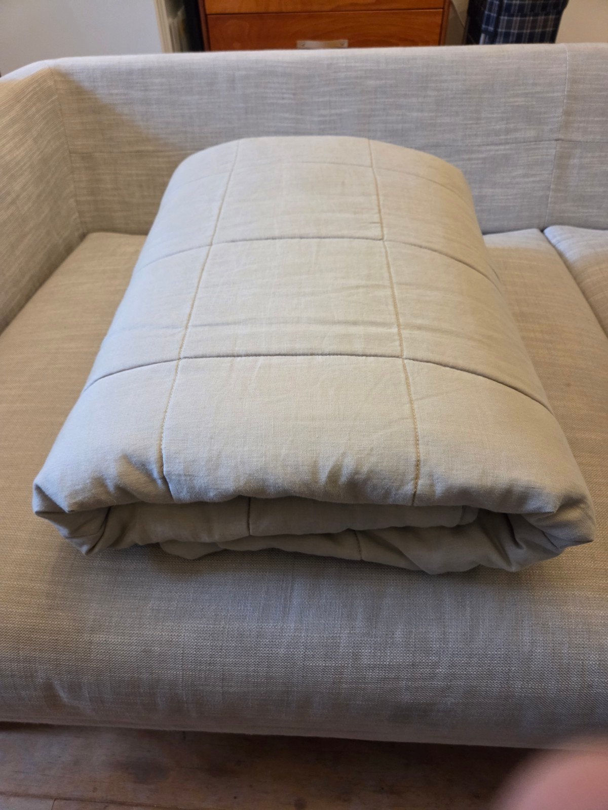 IKEA Gulved luxe bedsprei 260x250cm linnen, Ophalen, Gebruikt, Beige, Linnen