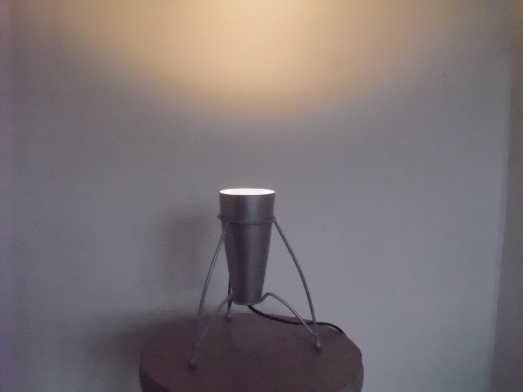 1 grijze sfeerlamp in raket vorm, 'space age style' jaren 90, Ophalen, Vintage, Inclusief lichtbron, E14 (klein)