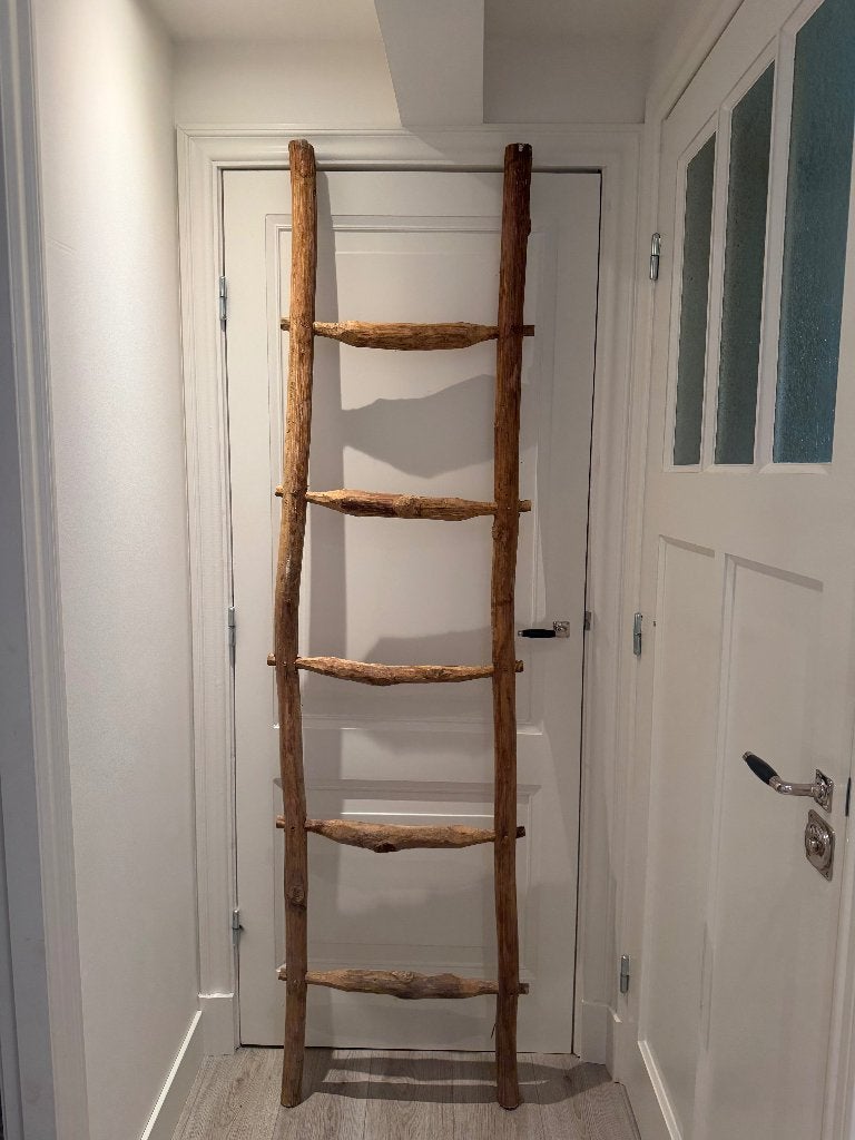 Brocante houten decoratieladder, Ophalen, Zo goed als nieuw