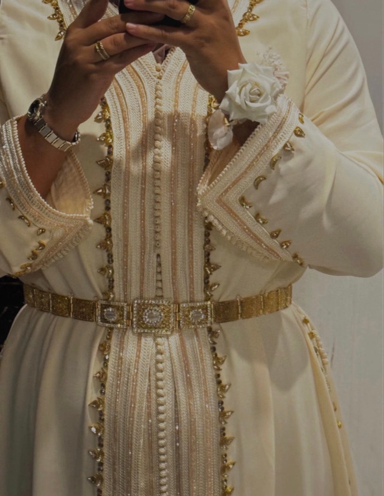 Prachtige Takshita - Crème met Gouden Details, Maat 38/40 (M), Overige typen, Beige, Ophalen of Verzenden