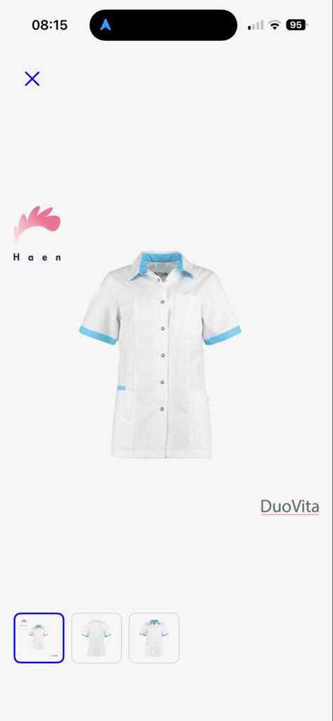 Haen DuoVita Zorgjasje Wit/Blauw Korte Mouw, Ophalen of Verzenden, Zo goed als nieuw